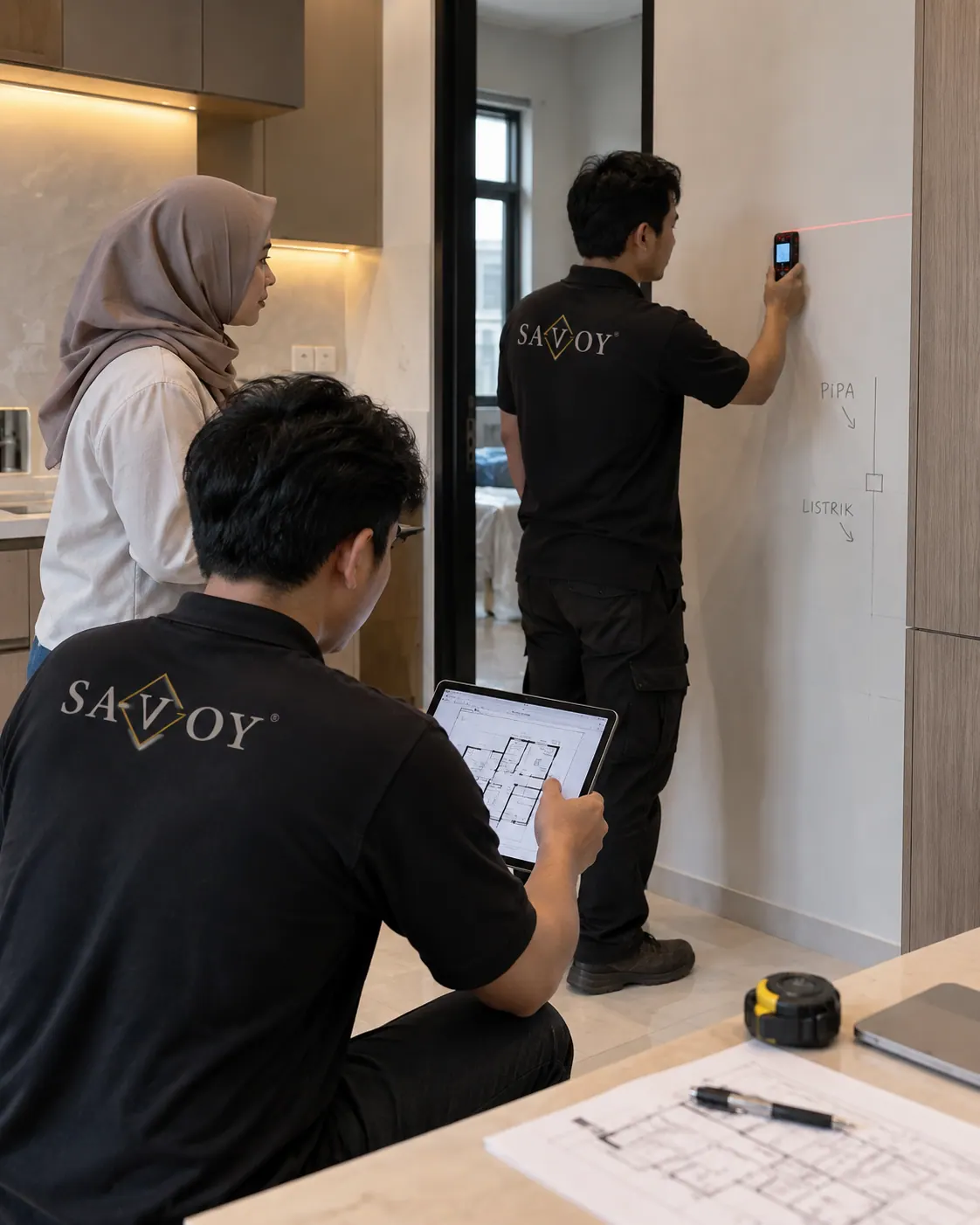 Pengukuran ruang dengan alat laser